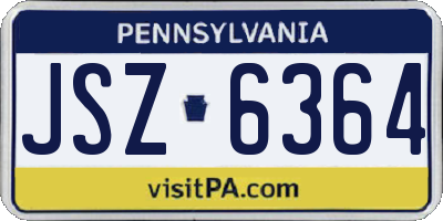 PA license plate JSZ6364
