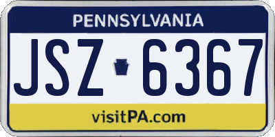 PA license plate JSZ6367