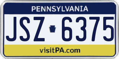 PA license plate JSZ6375