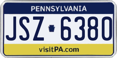 PA license plate JSZ6380