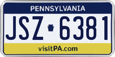 PA license plate JSZ6381