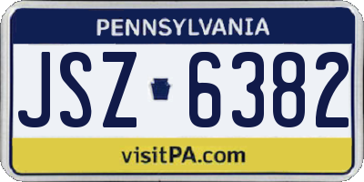 PA license plate JSZ6382