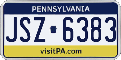 PA license plate JSZ6383
