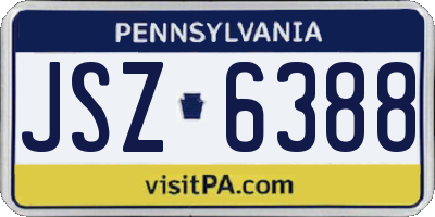 PA license plate JSZ6388