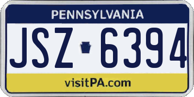 PA license plate JSZ6394