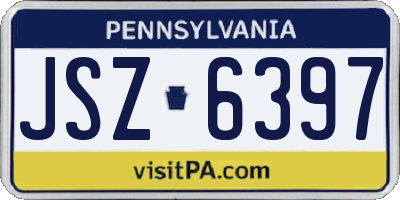 PA license plate JSZ6397