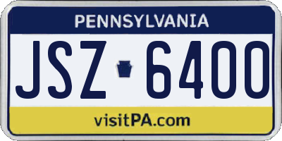 PA license plate JSZ6400