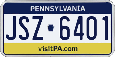 PA license plate JSZ6401