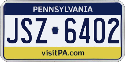 PA license plate JSZ6402