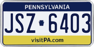 PA license plate JSZ6403
