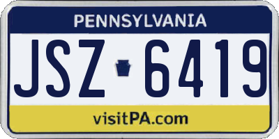PA license plate JSZ6419