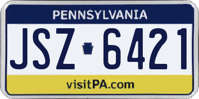 PA license plate JSZ6421