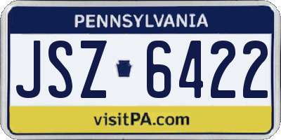 PA license plate JSZ6422