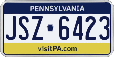 PA license plate JSZ6423