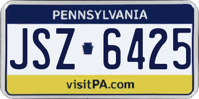 PA license plate JSZ6425