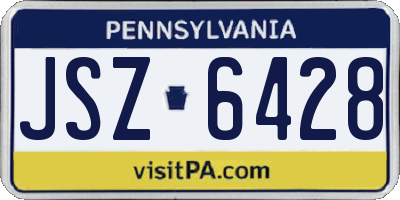 PA license plate JSZ6428