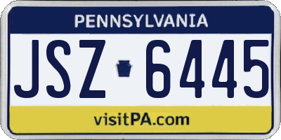 PA license plate JSZ6445