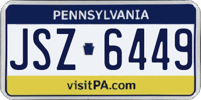 PA license plate JSZ6449