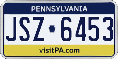 PA license plate JSZ6453