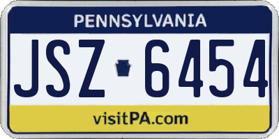 PA license plate JSZ6454