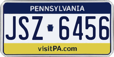 PA license plate JSZ6456