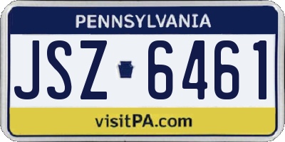 PA license plate JSZ6461