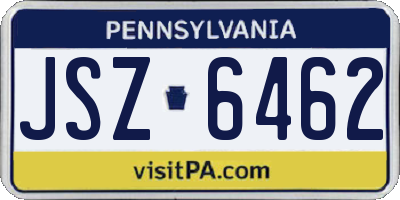 PA license plate JSZ6462