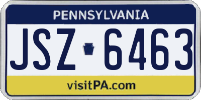 PA license plate JSZ6463