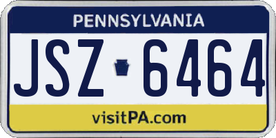 PA license plate JSZ6464