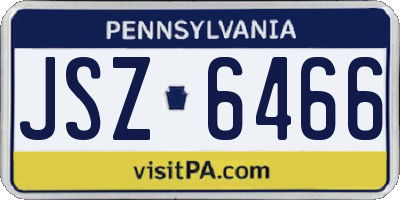 PA license plate JSZ6466