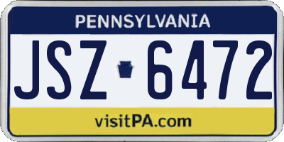 PA license plate JSZ6472