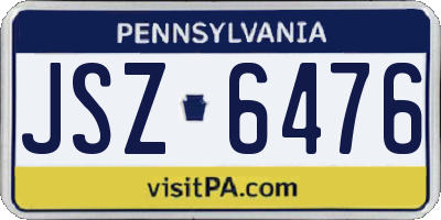 PA license plate JSZ6476