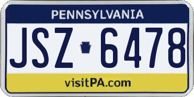 PA license plate JSZ6478