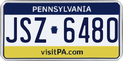 PA license plate JSZ6480