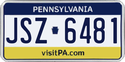 PA license plate JSZ6481