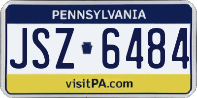 PA license plate JSZ6484