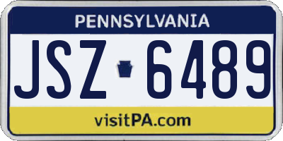 PA license plate JSZ6489