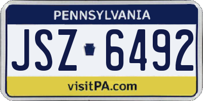 PA license plate JSZ6492