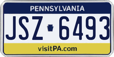 PA license plate JSZ6493