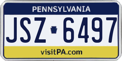 PA license plate JSZ6497