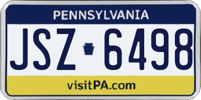 PA license plate JSZ6498