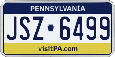 PA license plate JSZ6499