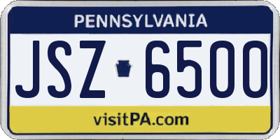 PA license plate JSZ6500