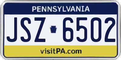 PA license plate JSZ6502