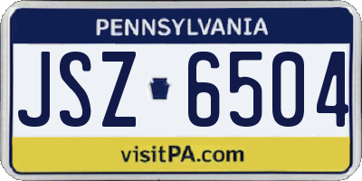 PA license plate JSZ6504