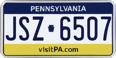 PA license plate JSZ6507