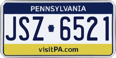 PA license plate JSZ6521