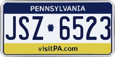 PA license plate JSZ6523