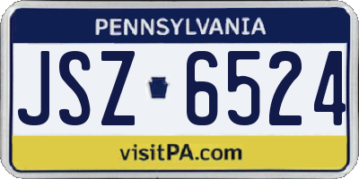 PA license plate JSZ6524