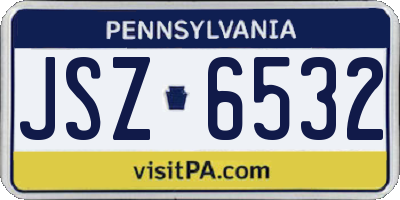 PA license plate JSZ6532